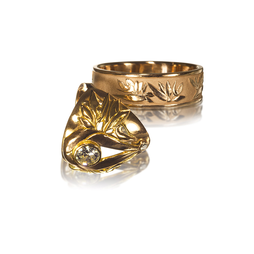 Bird of Paradise Wedding Rings