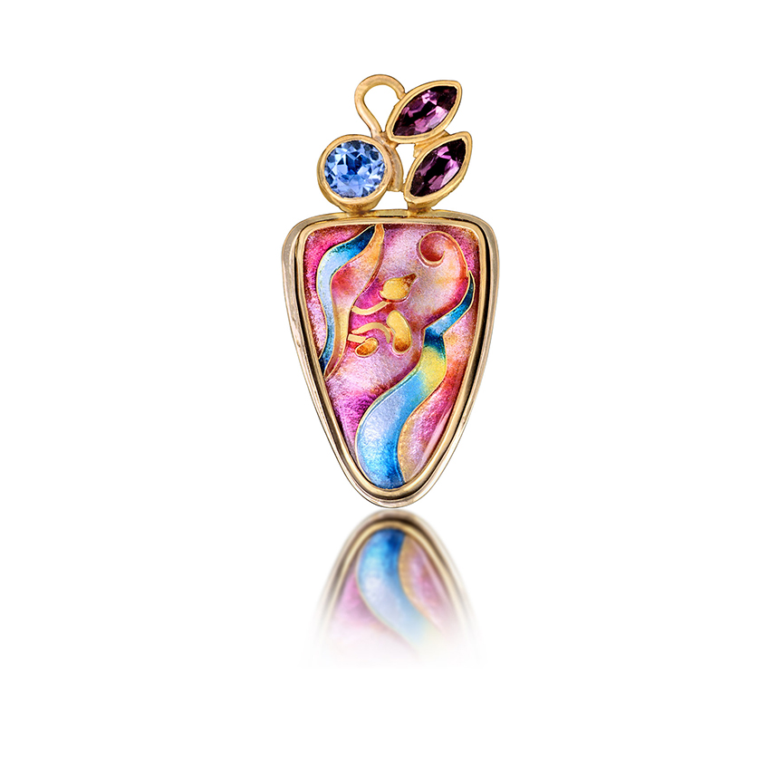 Jubilation Lilies Cloisonné Necklace Pendant