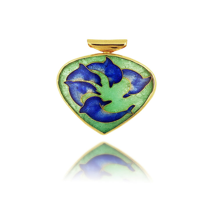 Cloisonné Dolphin Necklace Pendant Circle Of Life