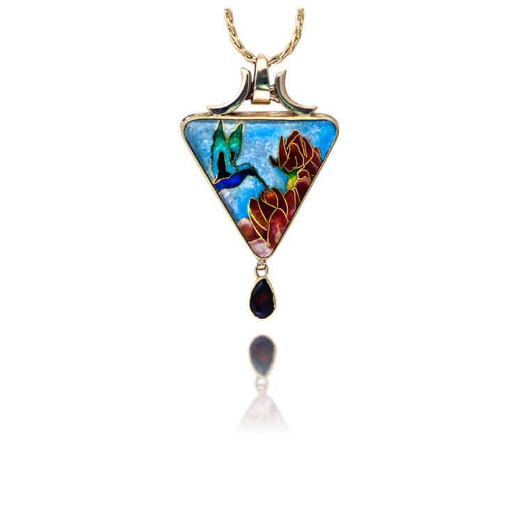 Cloisonné Pendant Necklace Tiny Dancer Hummingbird Jewelry