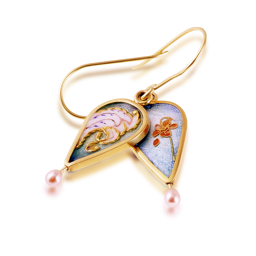 Victorian Queen Enamel Pearl Earrings