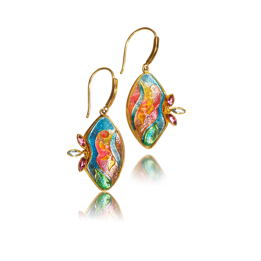 Lilium Cloisonné Earrings