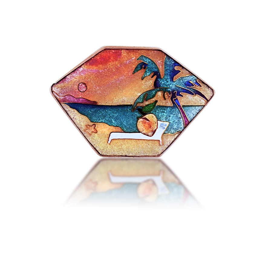 Peach Fest Hawaiian Jewelry Enamel Pendant