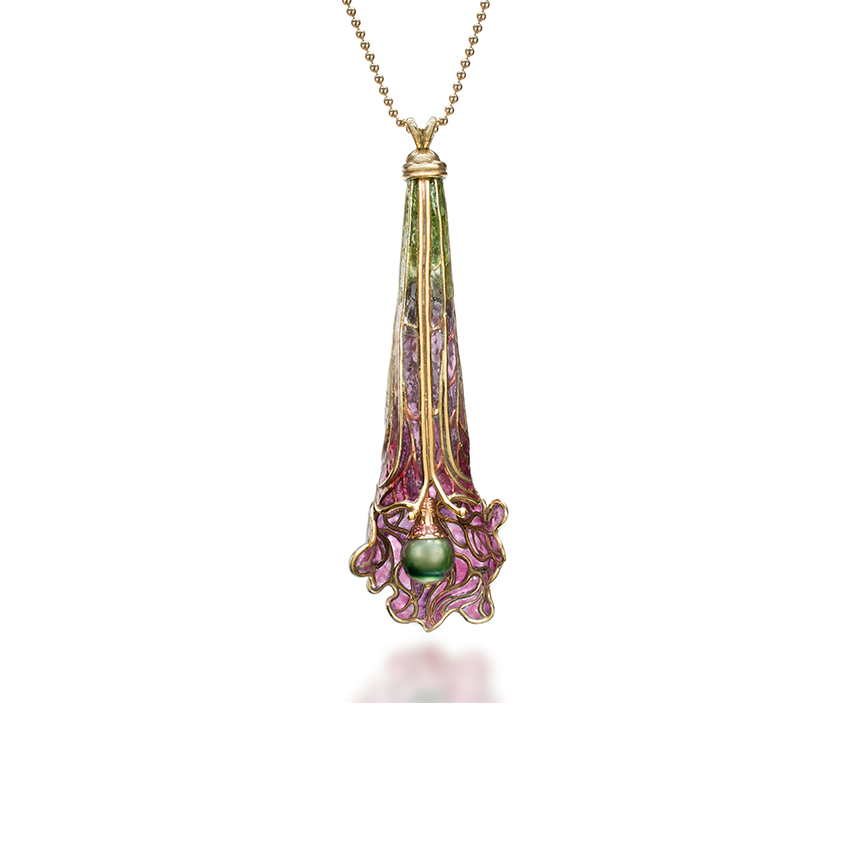 Pitcher Plant Plique A Jour Jewelry 3D Art Pendant