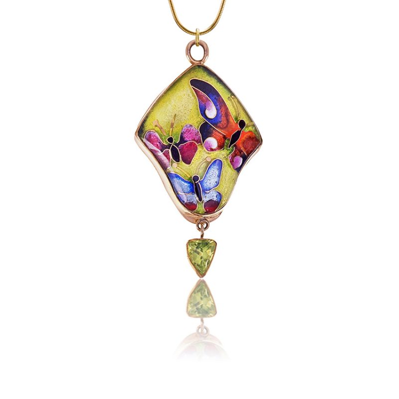 Serendipity Painted Butterflies Enamel Pendant