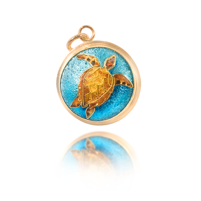 Painted Turtle Jewelry Enamel Pendant