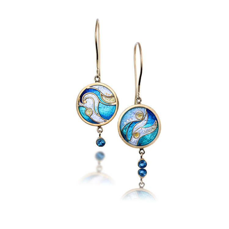 Crashing Waves Double Sided Earrings Enamel Jewelry