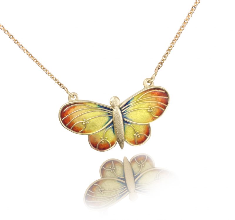 Champleve Butterfly Enamel Pendant Jewelry