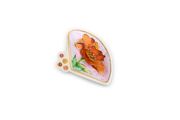 Orange Poppy Enamel Necklace